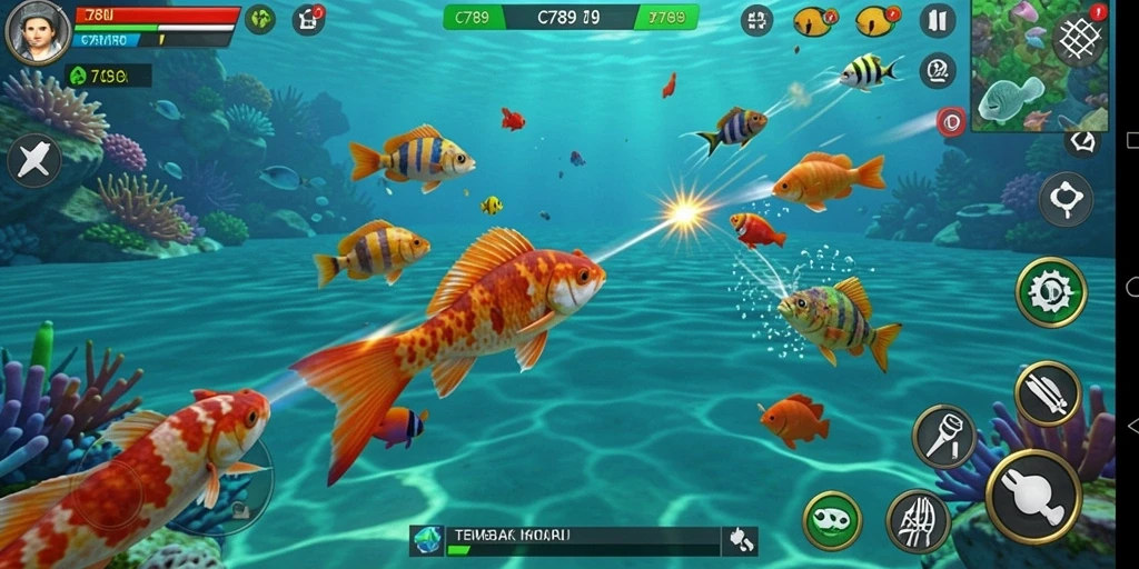 Gameplay Tembak Ikan yang seru dan menantang.