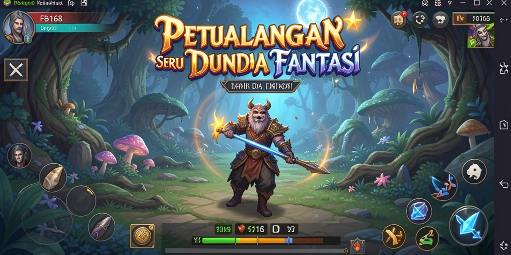 Tangkapan layar menunjukkan karakter utama menjelajahi dunia fantasi yang menakjubkan.