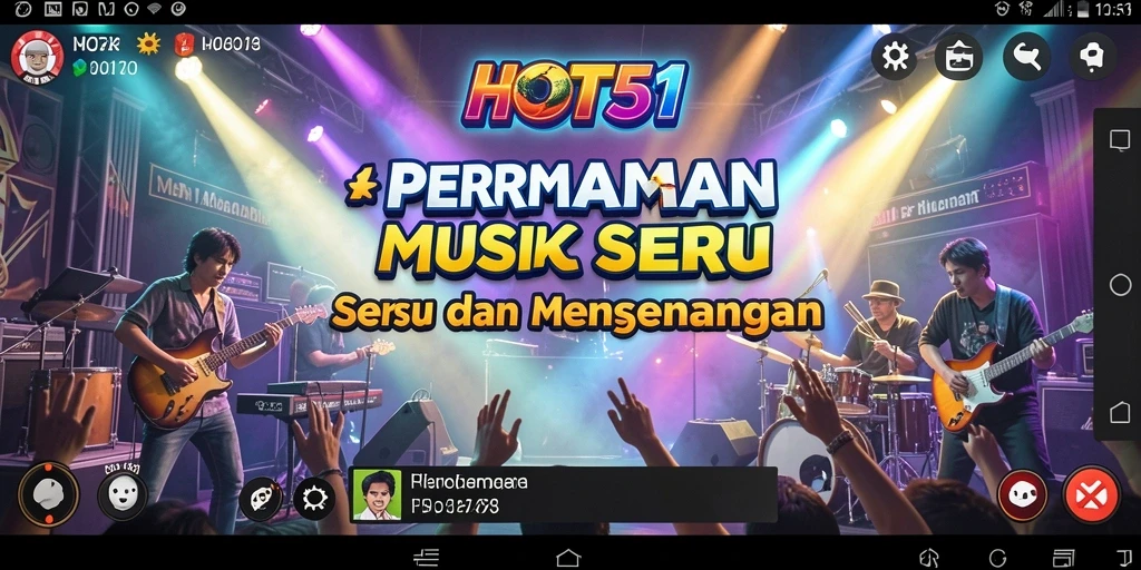 Tampilan gameplay HOT51 yang interaktif dan seru dengan berbagai lagu populer.