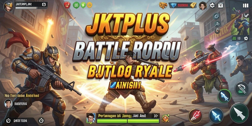 Screenshot menunjukkan aksi intens dalam permainan Battle Royale JKTPLUS.