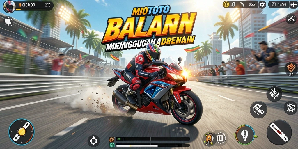 Gameplay seru MIOTOTO dengan balapan motor cepat.