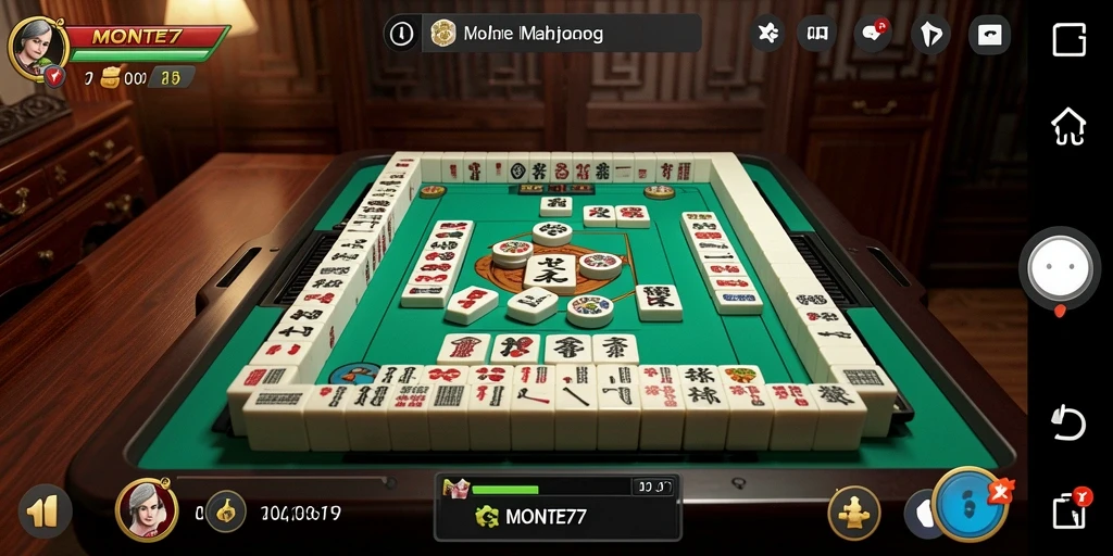 Tampilan gameplay seru MONTE77 dengan papan Mahjong yang menantang.