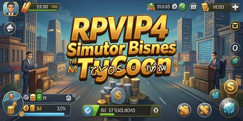 Tangkapan layar utama RPVIP4 menampilkan visual gameplay Tycoon yang menawan.